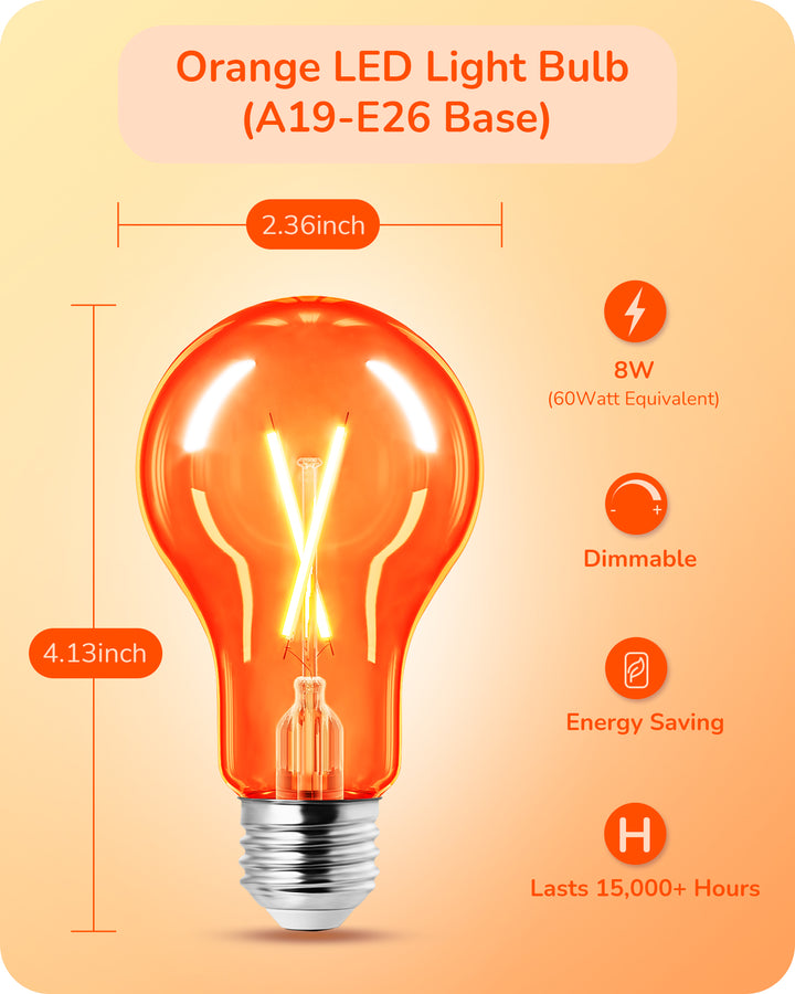 4 Pack Dimmable Orange Light Bulb-HDCF19B