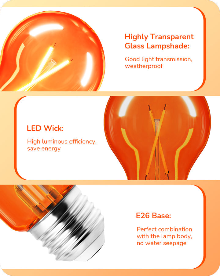 4 Pack Dimmable Orange Light Bulb-HDCF19B