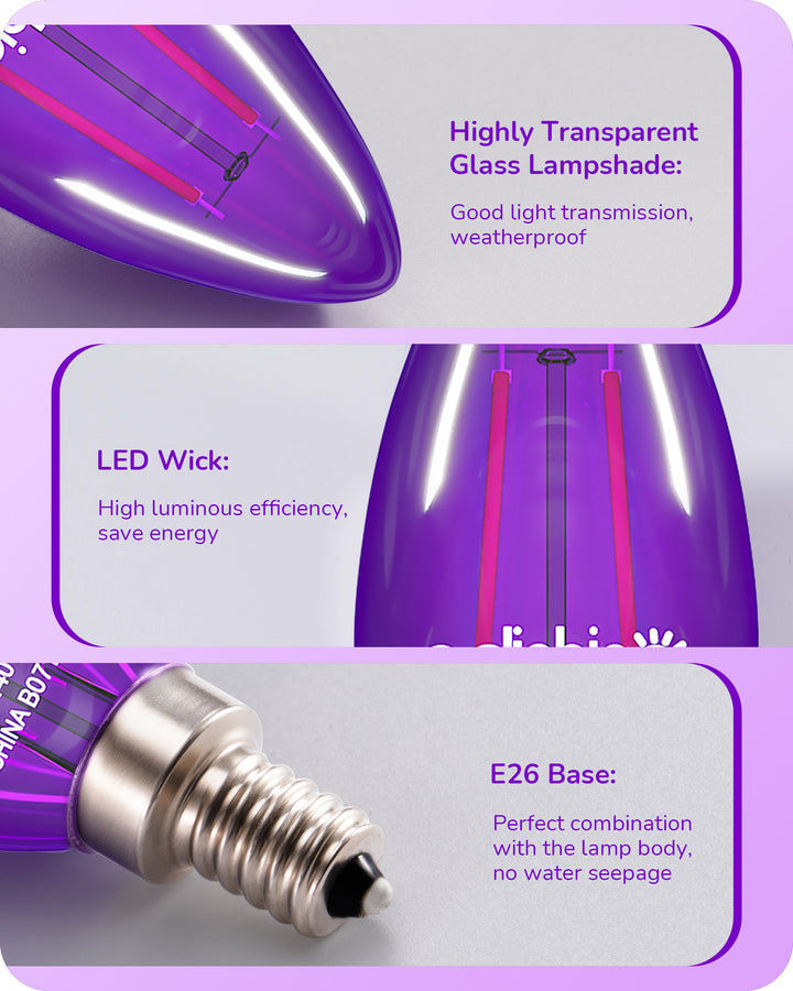 6 Pack Dimmable Purple Light Bulb-HDCF35A