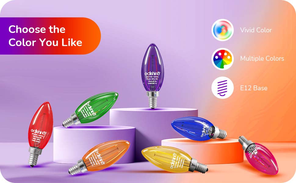 6 Pack Dimmable Purple & Orange Light Bulb-HDCF35C