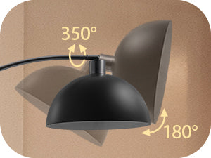 Modern Arc Floor Lamp with Rotatable Lamp Head, Black-HFLDB1B