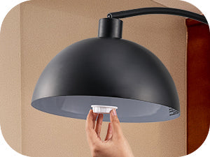 Modern Arc Floor Lamp with Rotatable Lamp Head, Black-HFLDB1B