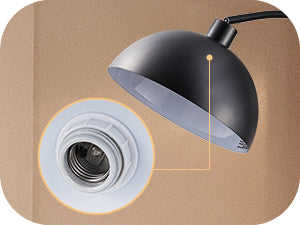 Modern Arc Floor Lamp with Rotatable Lamp Head, Black-HFLDB1B