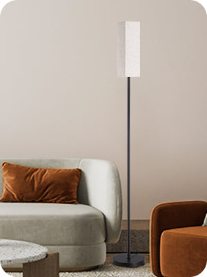 Pole Floor Lamp with Fabric Shade-HFLEC2B