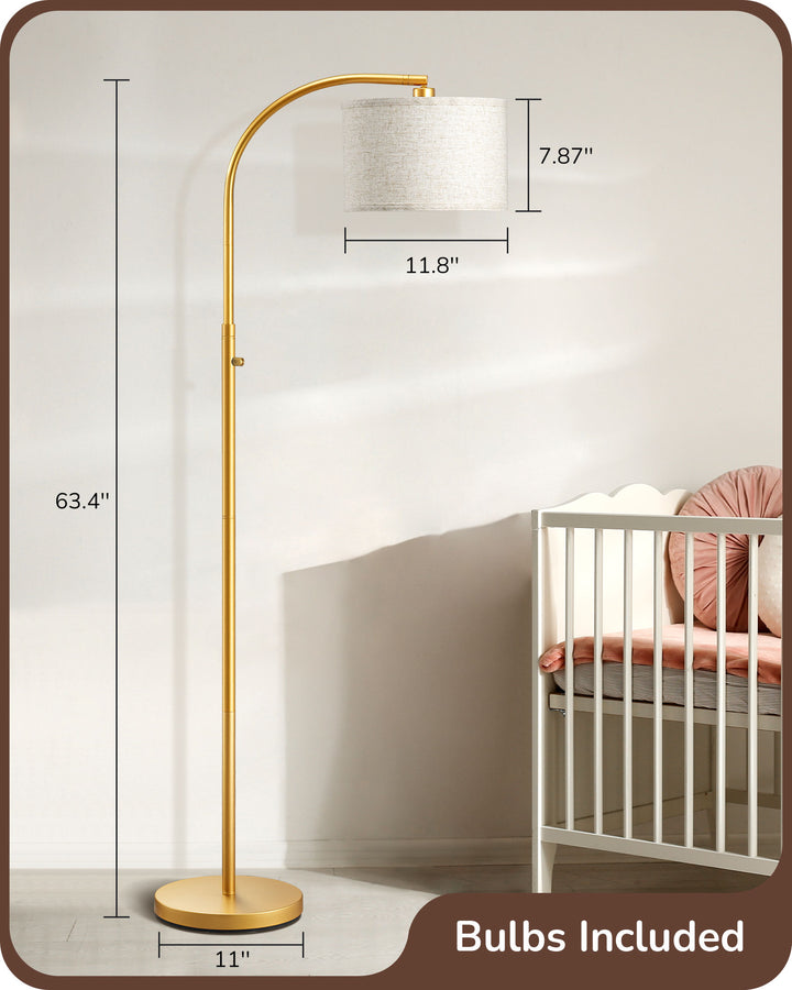Dimmable Arched Floor Lamp, Gold
