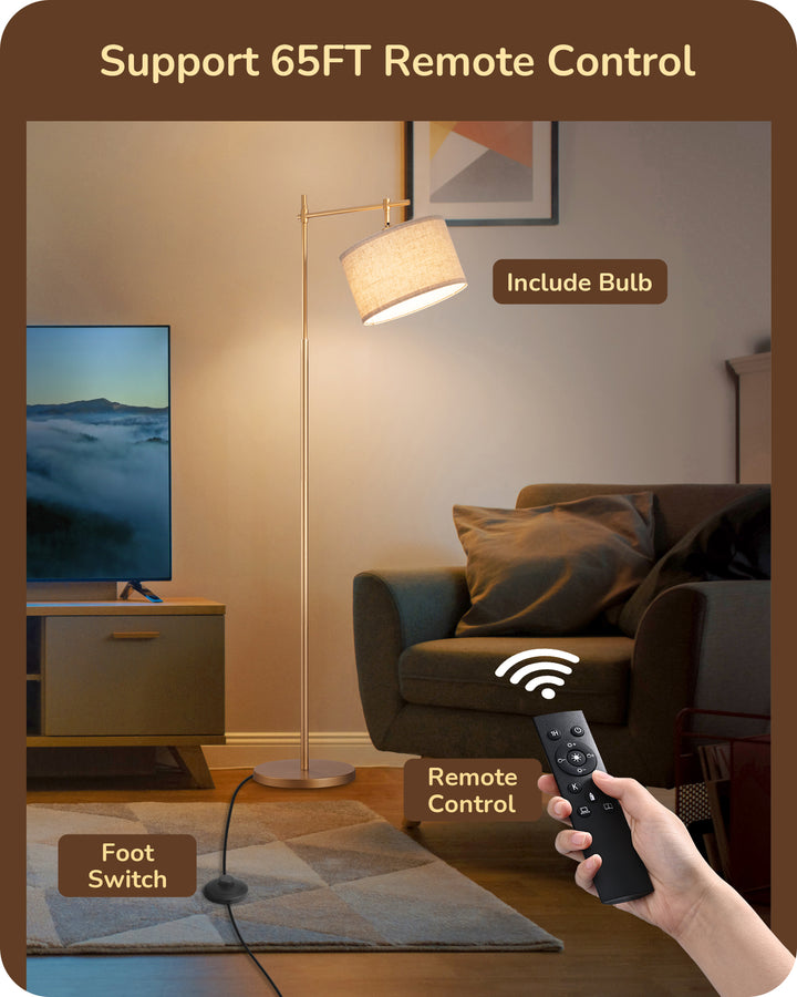 Dimmable Gold Floor Lamp with Remote Control-HFLG54A
