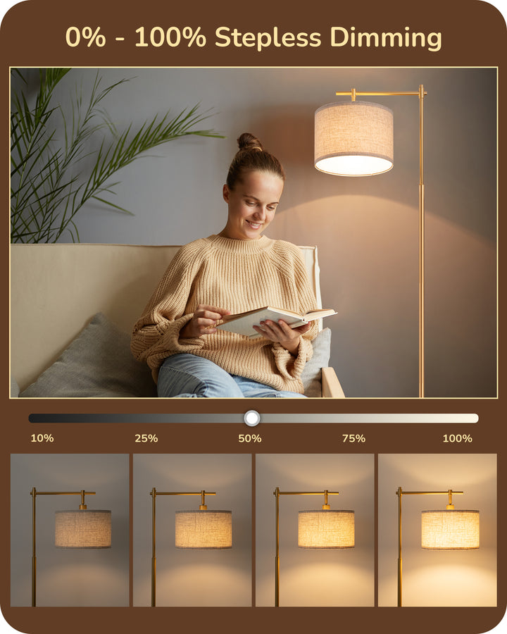 Dimmable Gold Floor Lamp with Remote Control-HFLG54A