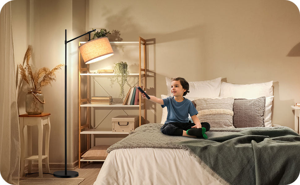 63.8" Dimmable Black Floor Lamp with Remote Control-HFLK54B