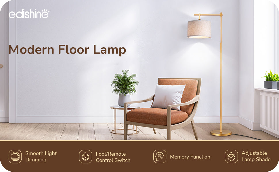 Dimmable Gold Floor Lamp with Remote Control-HFLG54A