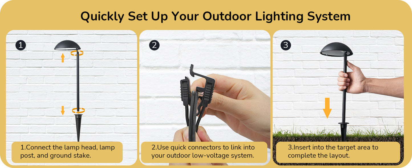 3W 3000K Low Voltage Landscape Lights, 50,000 Hrs, 4 Pack-HGSL37A