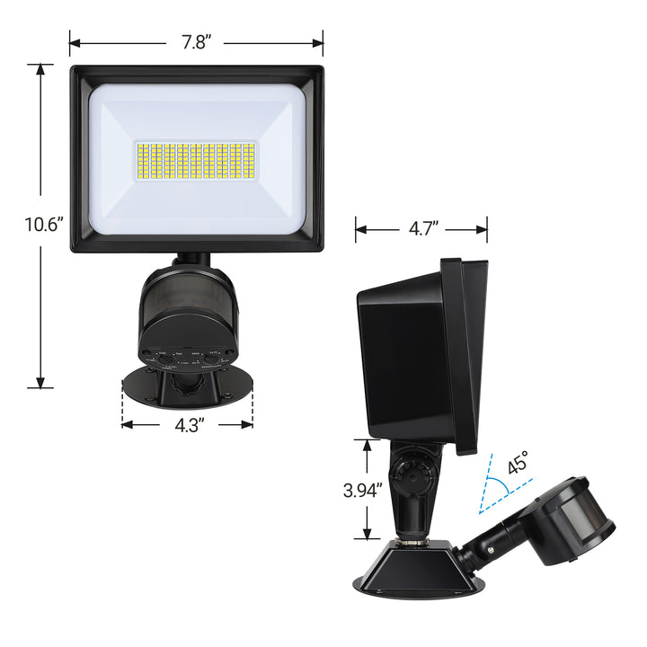 65W LED Security Lights Motion Sensor Outdoor Light, 6670LM Dusk to Dawn Flood Light, 3 Modes, 5000K, IP65 Waterproof, Exterior Flood Light for Garage, Yard-HHSL04A1