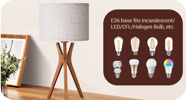 17.5" Beige Linen Mid Century Table Lamp-HLTL05W