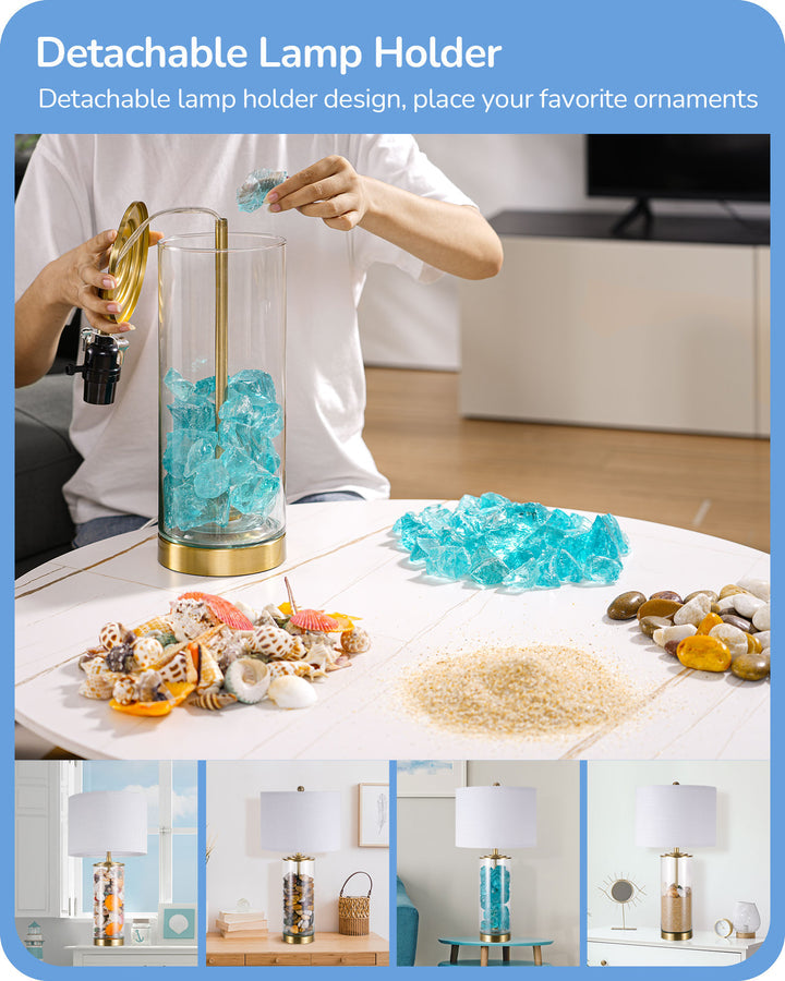 23.6IN Glass Table Lamp DIY Fillable Base-HLTL07A