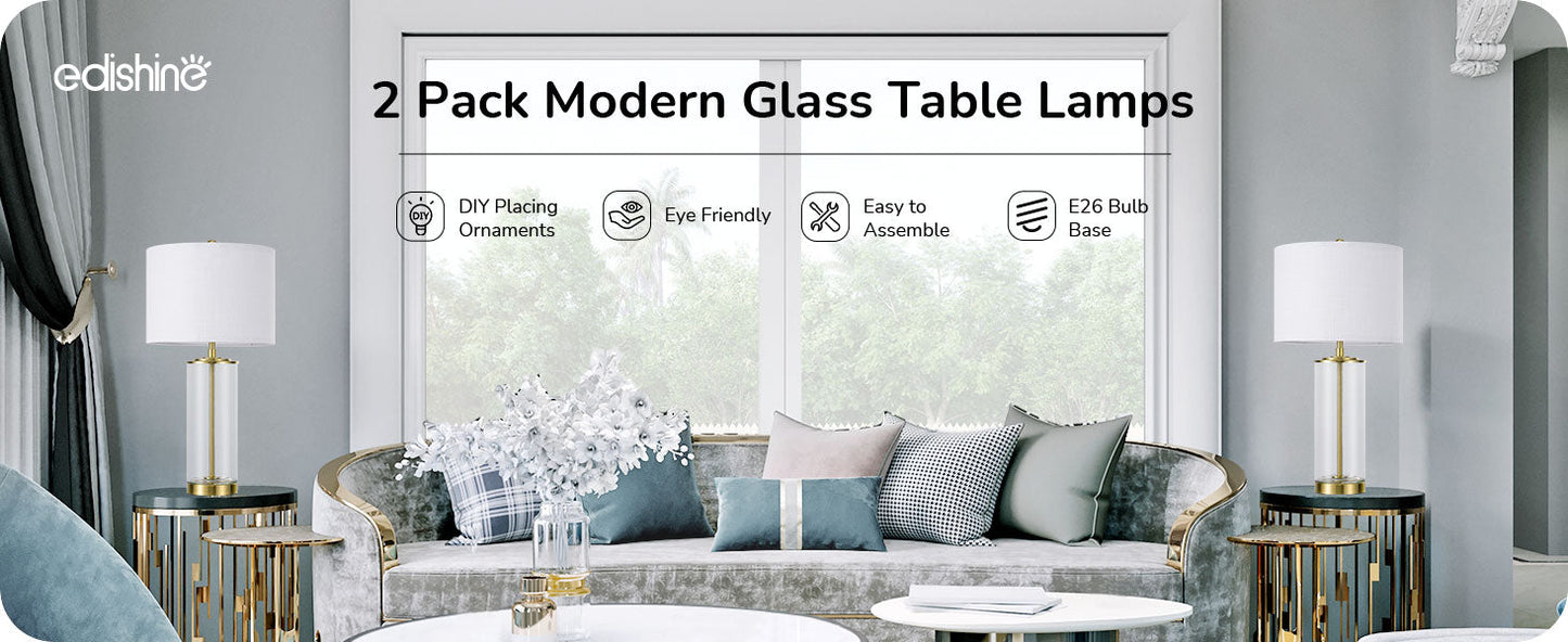 23.6IN Glass Table Lamp DIY Fillable Base-HLTL07A
