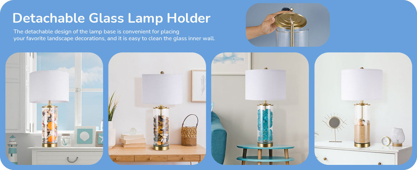 23.6IN Glass Table Lamp DIY Fillable Base-HLTL07A