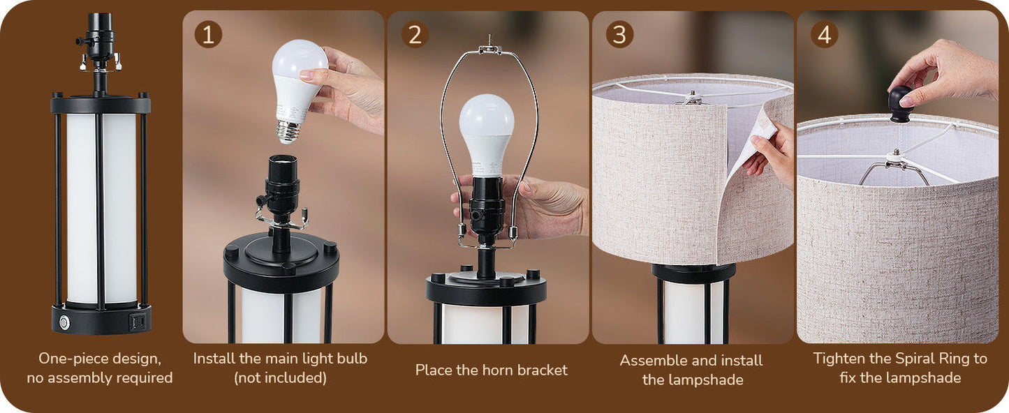 22.44" 3 Way Dimmable Touch Control Table Lamps with Night Light (2 Pack)-HLTL09A