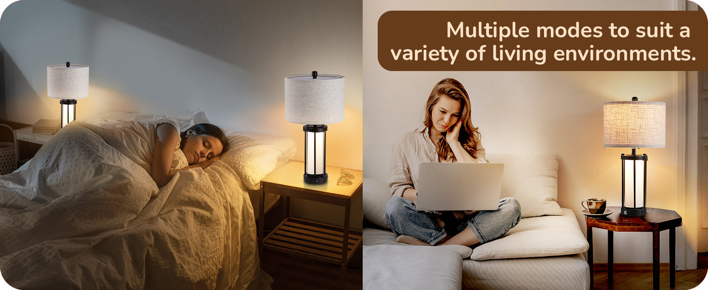 22.44" 3 Way Dimmable Touch Control Table Lamps with Night Light (2 Pack)-HLTL09A