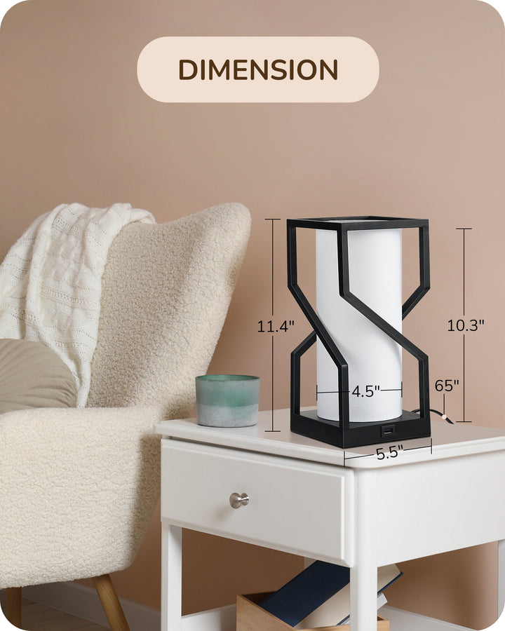 Modern Table Lamp with Linen Lampshade & USB Port-HLTL12A