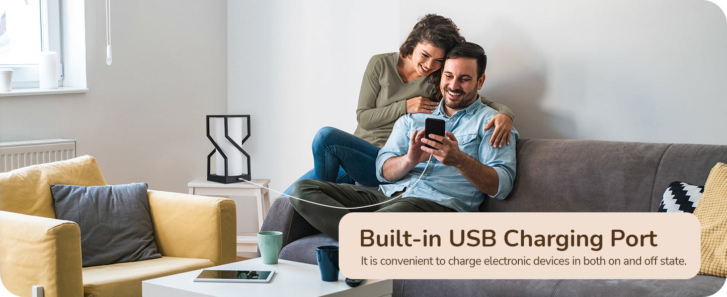 Modern Table Lamp with Linen Lampshade & USB Port-HLTL12A