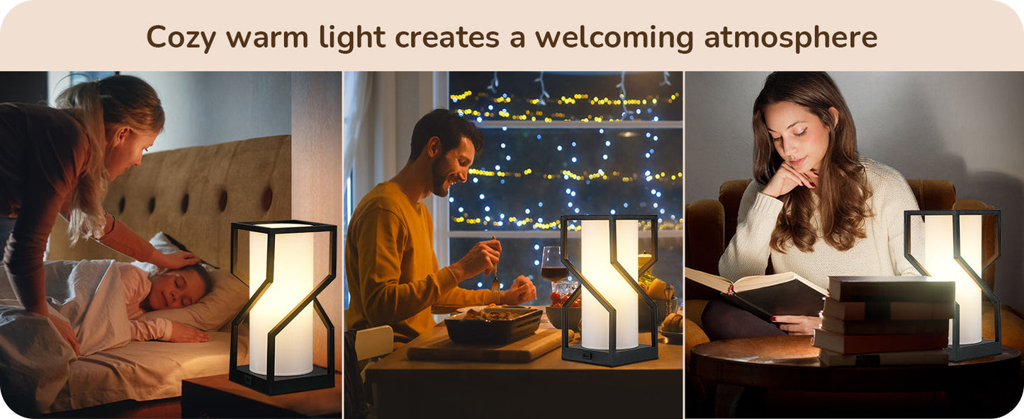 Modern Table Lamp with Linen Lampshade & USB Port-HLTL12A