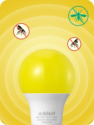 Non-Dimmable 9W (60W Equivalent) A19 Yellow Light Bulb (8 Pack)-HNLA19M