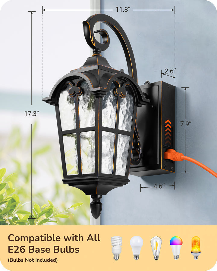 Dusk to Dawn Outdoor Wall Lights-HOWL09R