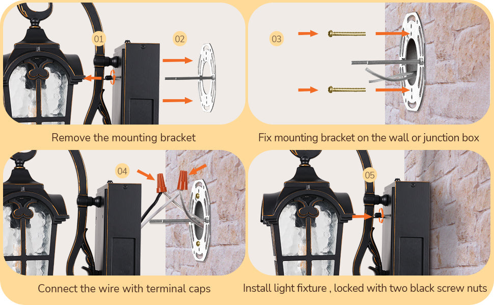 Dusk to Dawn Outdoor Wall Lights-HOWL09R