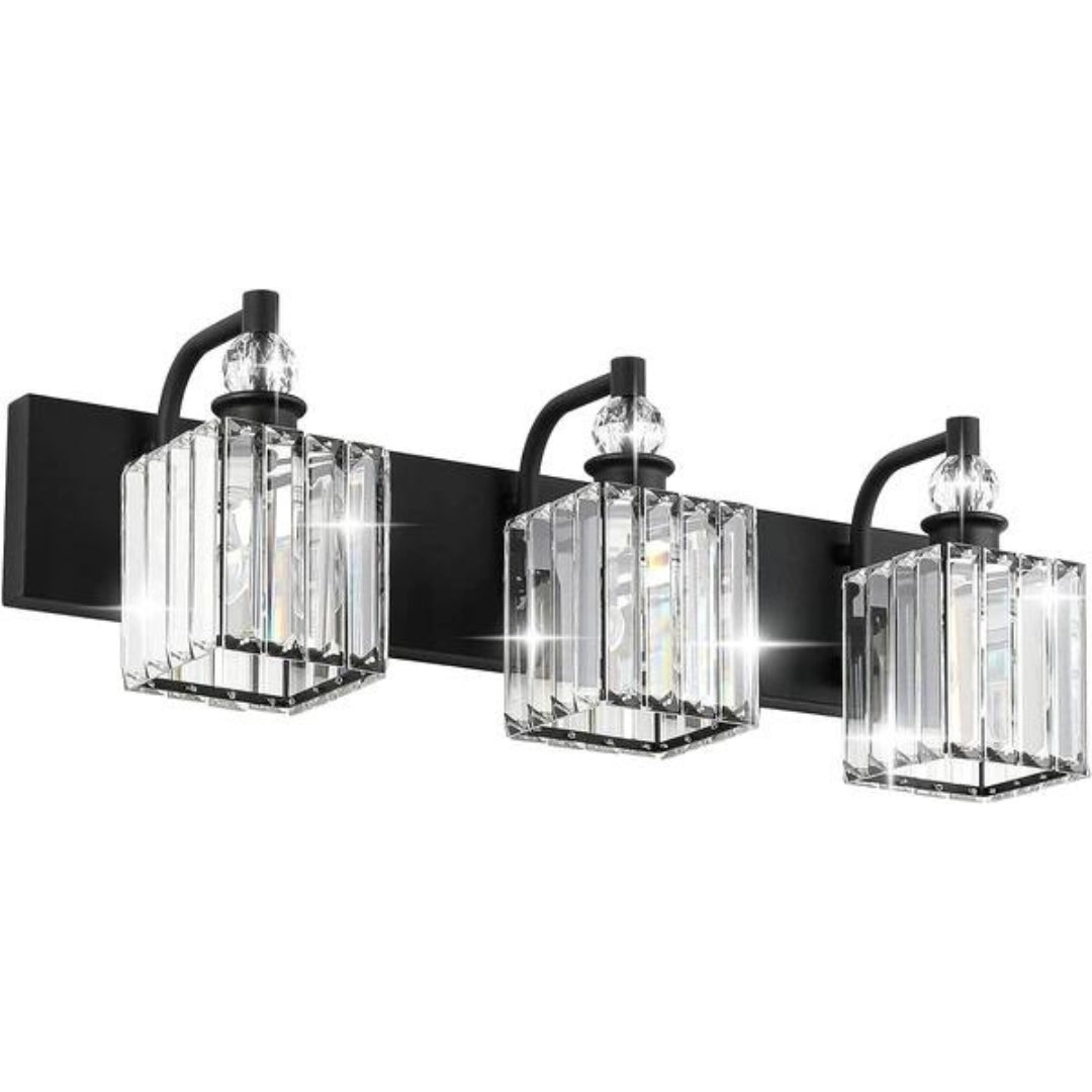 Elevate your bathroom with the Crystal Vanity Light in Matte Black. Stylish and functional bathroom illumination for a modern touch.