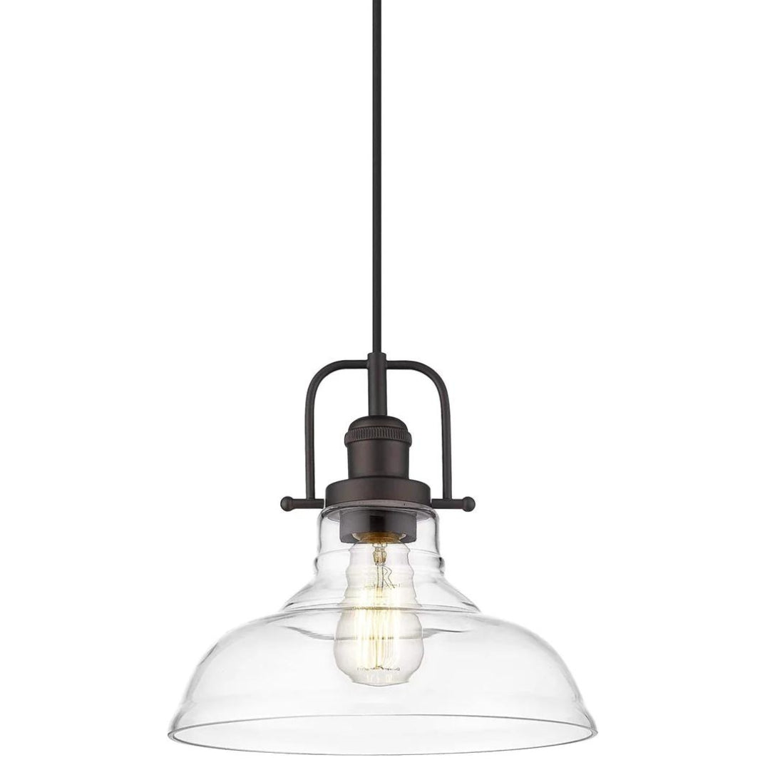 Vintage Pendant Lighting, Farmhouse Schoolhouse Hanging Light Fixture with Adjustable Height, Clear Glass Shade, Oil Rubbed Bronze Finish, 4FY09-MP ORB My Store