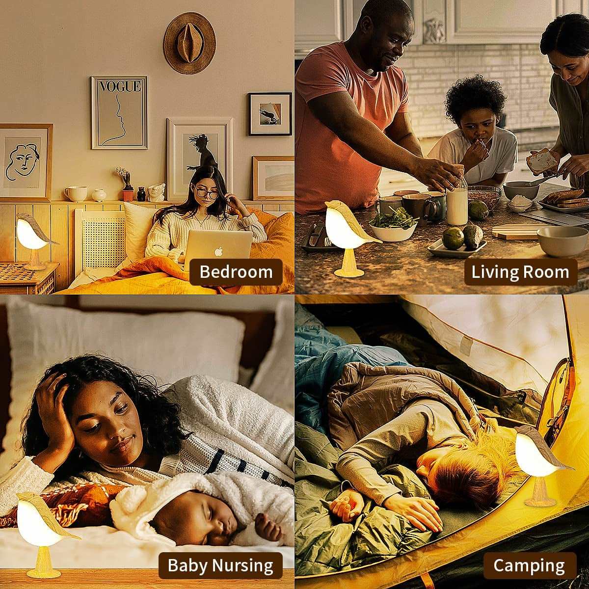 4U Small Cordless LED Table Lamp Touch Sensor, Bedside Lamp Night Light with Touch Dimmer,3 Level Brightness Nightstand Lamps, Rechargered Desk Lamp for Bedroom, Home, Office, College Dorm Room