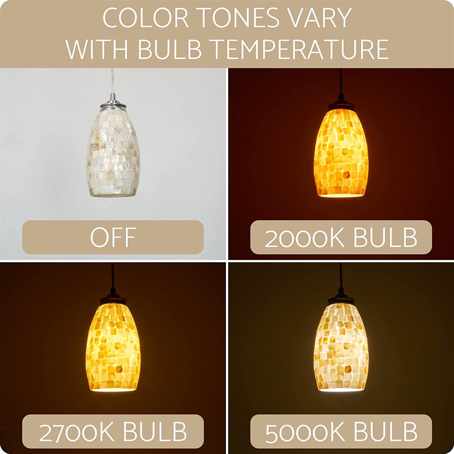 Coast 9" Modern Oval Mini Pendant Light + Hand-Crafted Mosaic Sea Shell Glass, Brushed Nickel Finish/Neutral Color