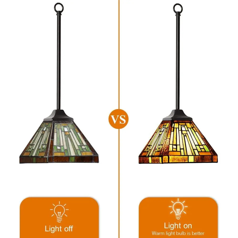 Capulina Tiffany Pendant Lights,Mini 8” Wide Stained Glass Hanging Lamp,Antique Rustic Style for Kitchen Island Counter Dining Room Hallway