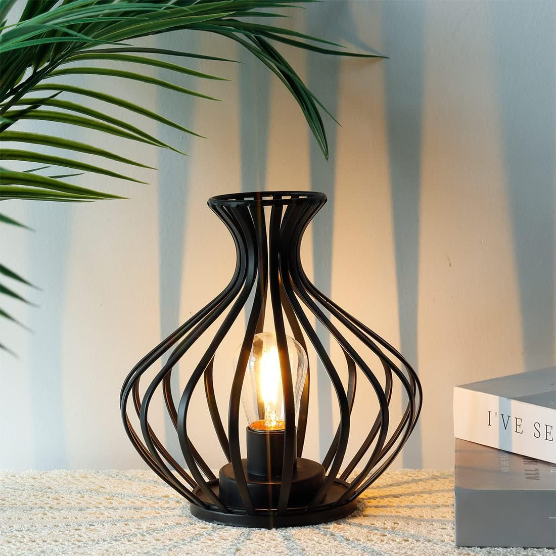 Decorations Outdoor Table Lamp Nightlight 7.5''High Modern Style Battery Powered Lamp with 6-Hours Timer Feature Decorative Bedside Lamp for Room Indoor Outdoor Table Garden Party