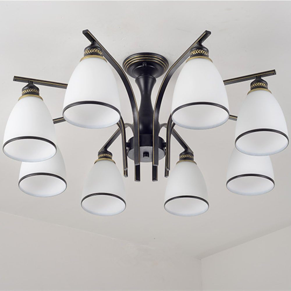 Joypeach LED Retro Iron Living Room Ceiling Lights Fixtures Bedroom Ceiling Lights Flush Mount with 8 Lights Ceiling Lights for Kitchen (110V)
