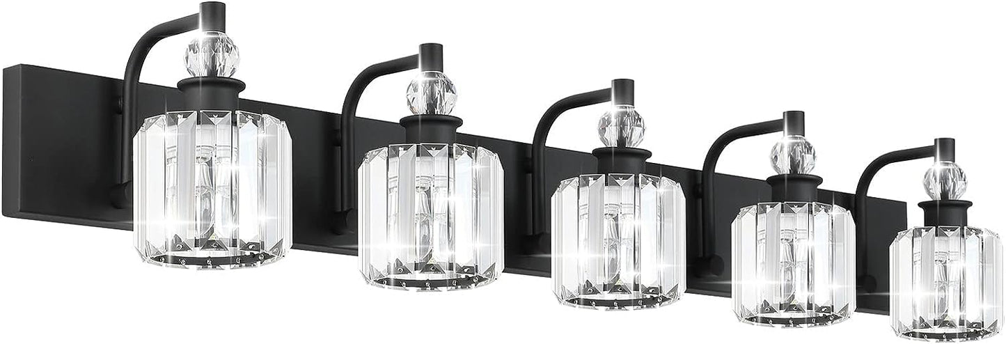 5-Light Crystal Vanity, Matte Black theluminousdecor