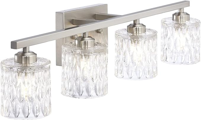 3-Light Crystal Glass Vanity, Brushed Nickel theluminousdecor