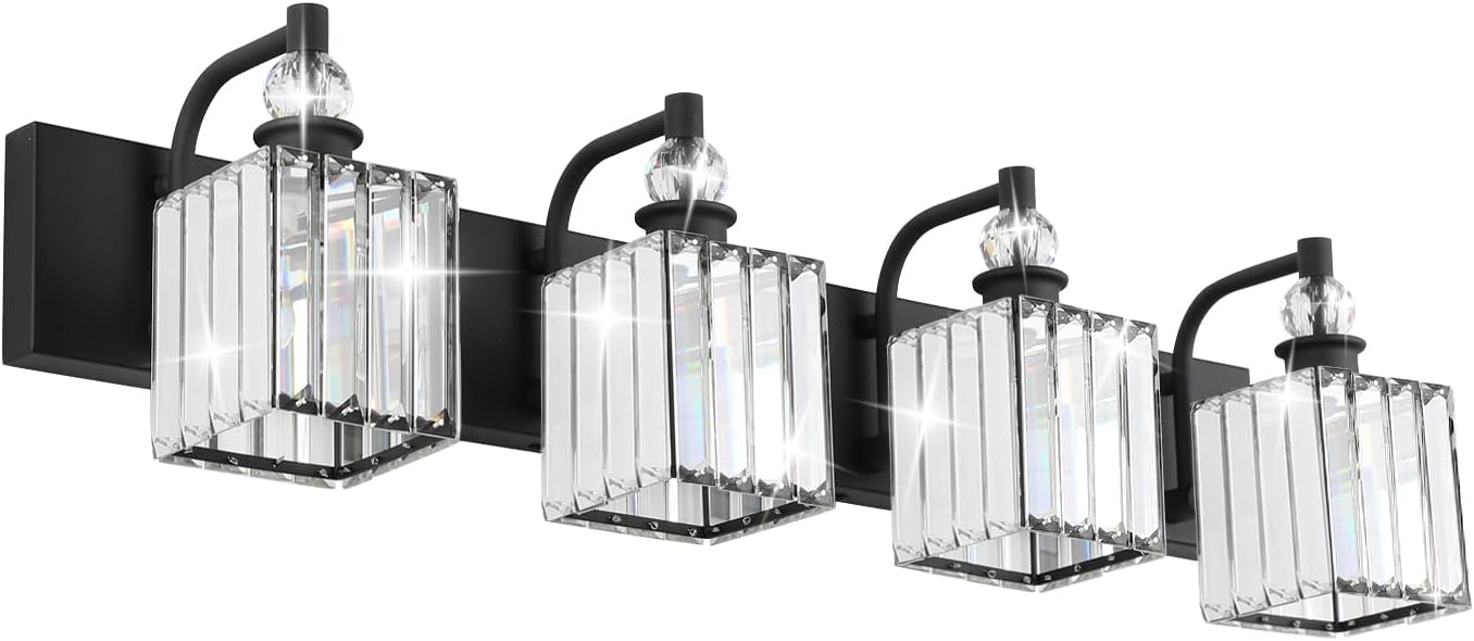 Elevate your bathroom with the Crystal Vanity Light in Matte Black. Stylish and functional bathroom illumination for a modern touch.