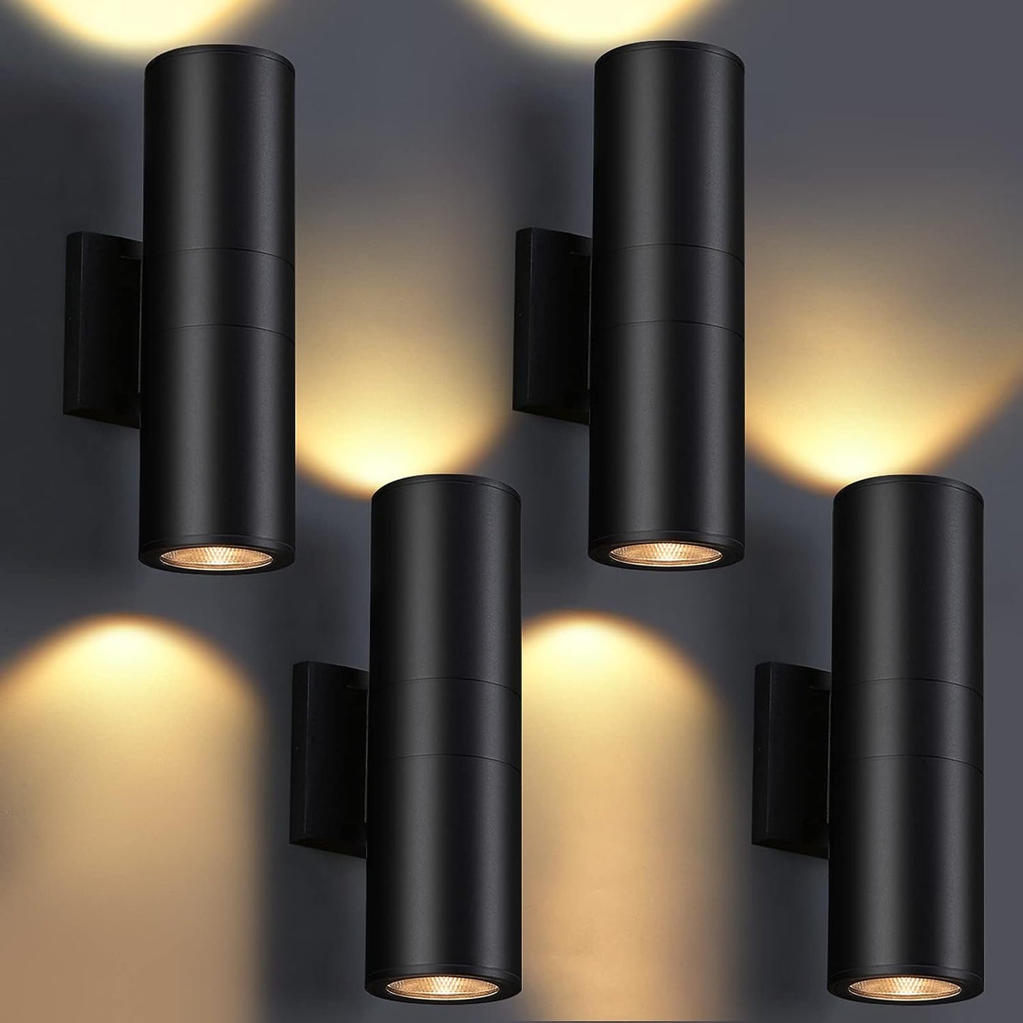 Modern Cylinder Up and Down Wall Lights, Matte Black theluminousdecor
