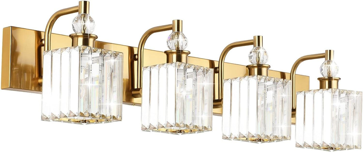 Brighten your bathroom with elegant Crystal Gold Vanity Lights. Illuminate your space with style and sophistication. Shop now for the perfect bathroom lighting solution.