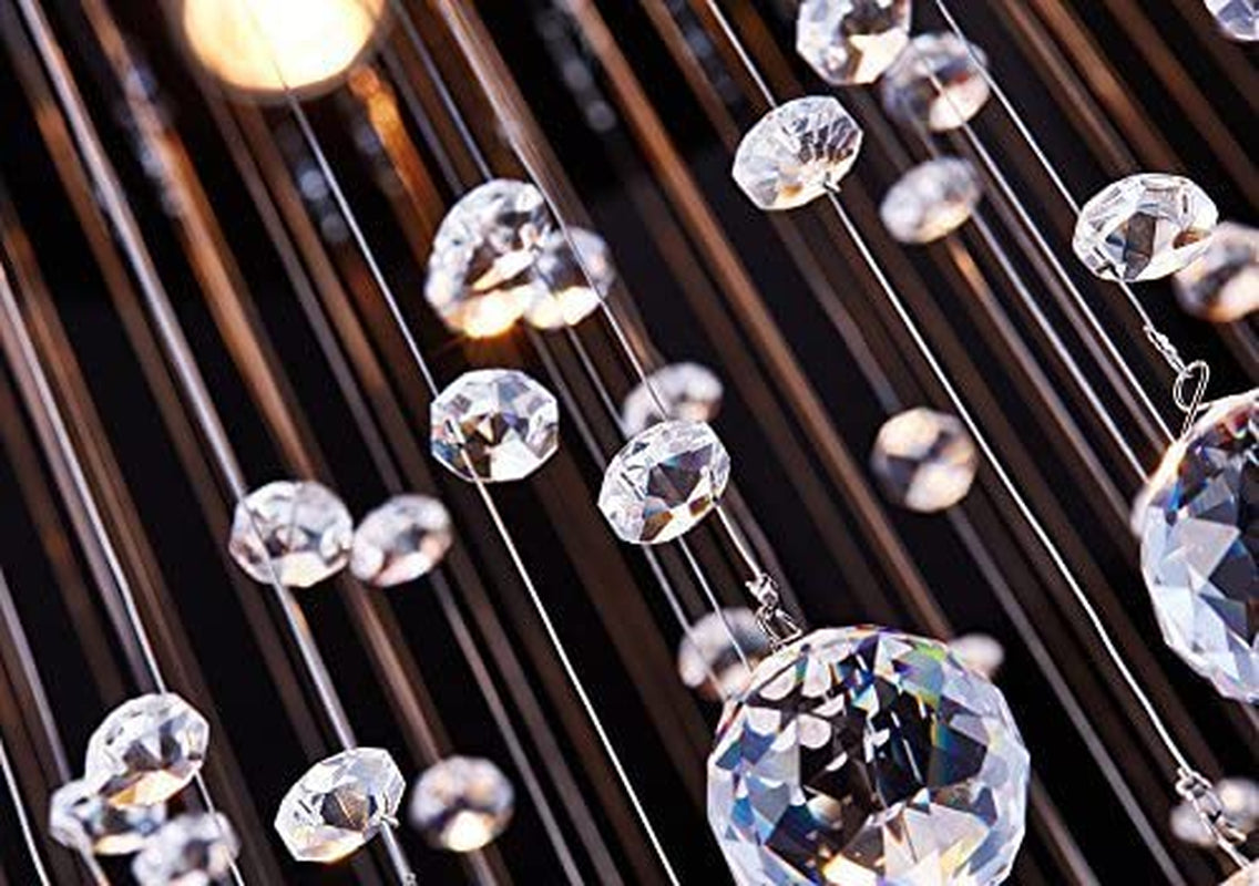 Saint Mossi Chandelier Modern K9 Crystal Raindrop Chandelier Lighting Flush Mount LED Ceiling Light Fixture Pendant Lamp for Dining Room Bathroom Bedroom Livingroom 6 GU10 LED Bulbs Required H32 X D18