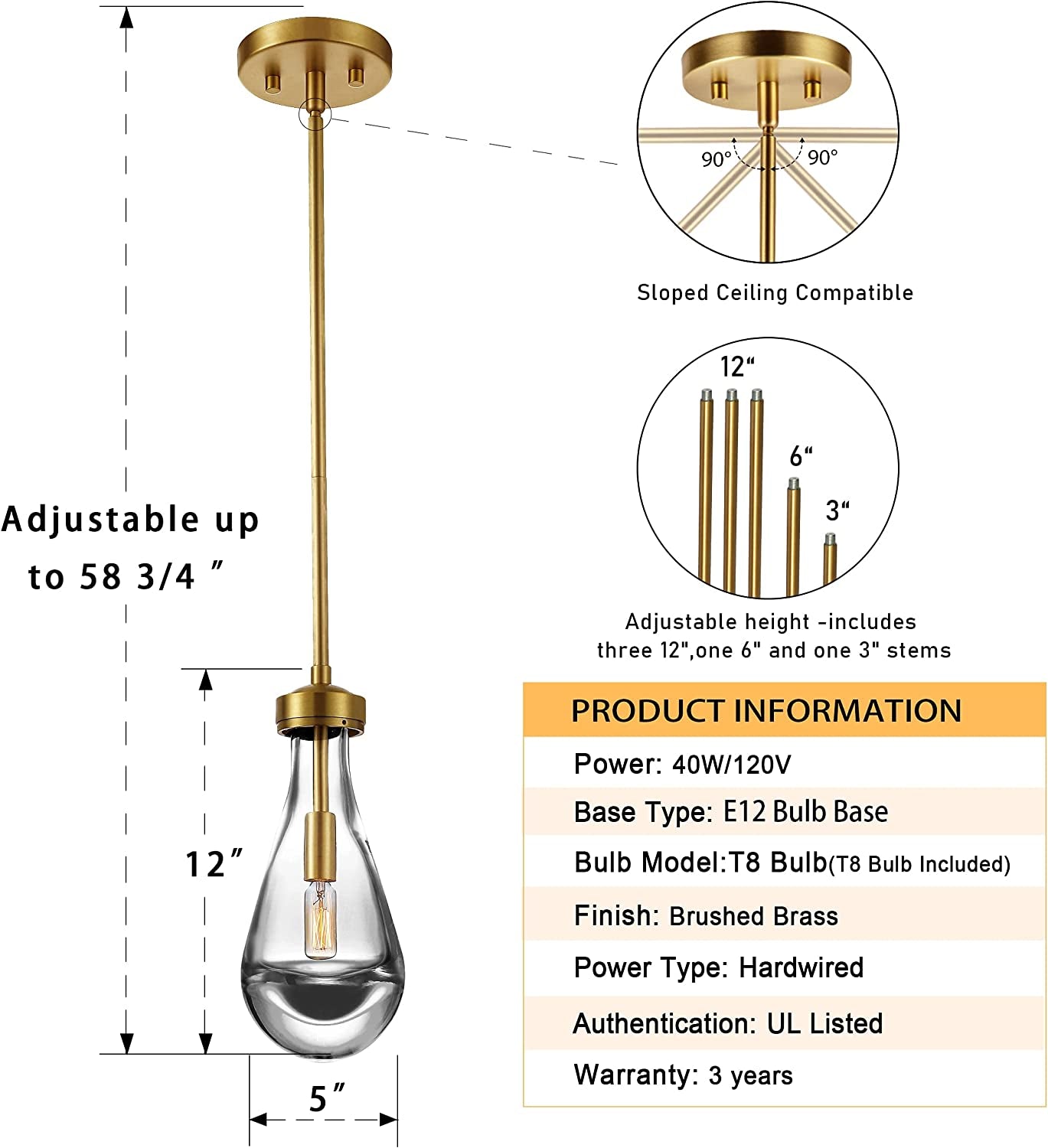 Golden Pendant Light Hand-Blown, featuring a Brushed Brass finish, adds elegance to your space with its exquisite design and warm lighting.