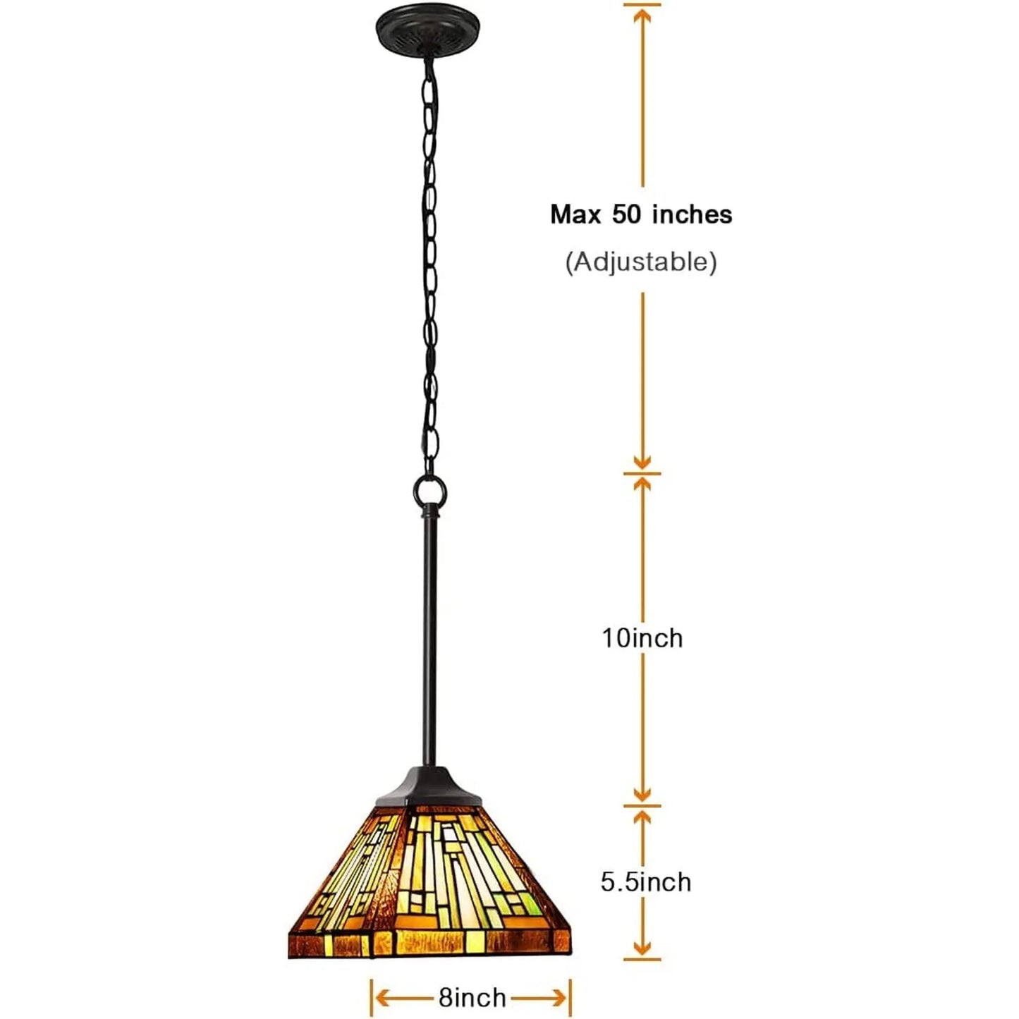 Capulina Tiffany Pendant Lights,Mini 8” Wide Stained Glass Hanging Lamp,Antique Rustic Style for Kitchen Island Counter Dining Room Hallway