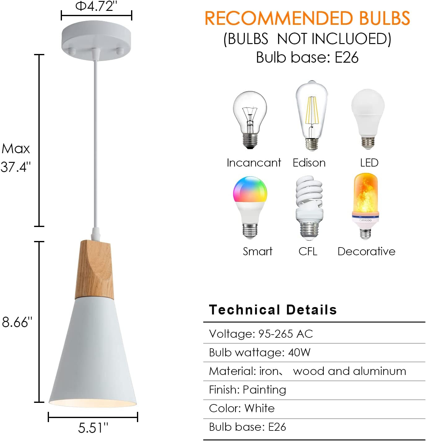 Modern Pendant Lighting for Kitchen Island 3-Pack Small Nordic Pendant Light White and Wood Pendant Light Minimalist Farmhouse Pendant Lighting for Kitchen Sink Dining Room Counter Bar Bedroom 5"