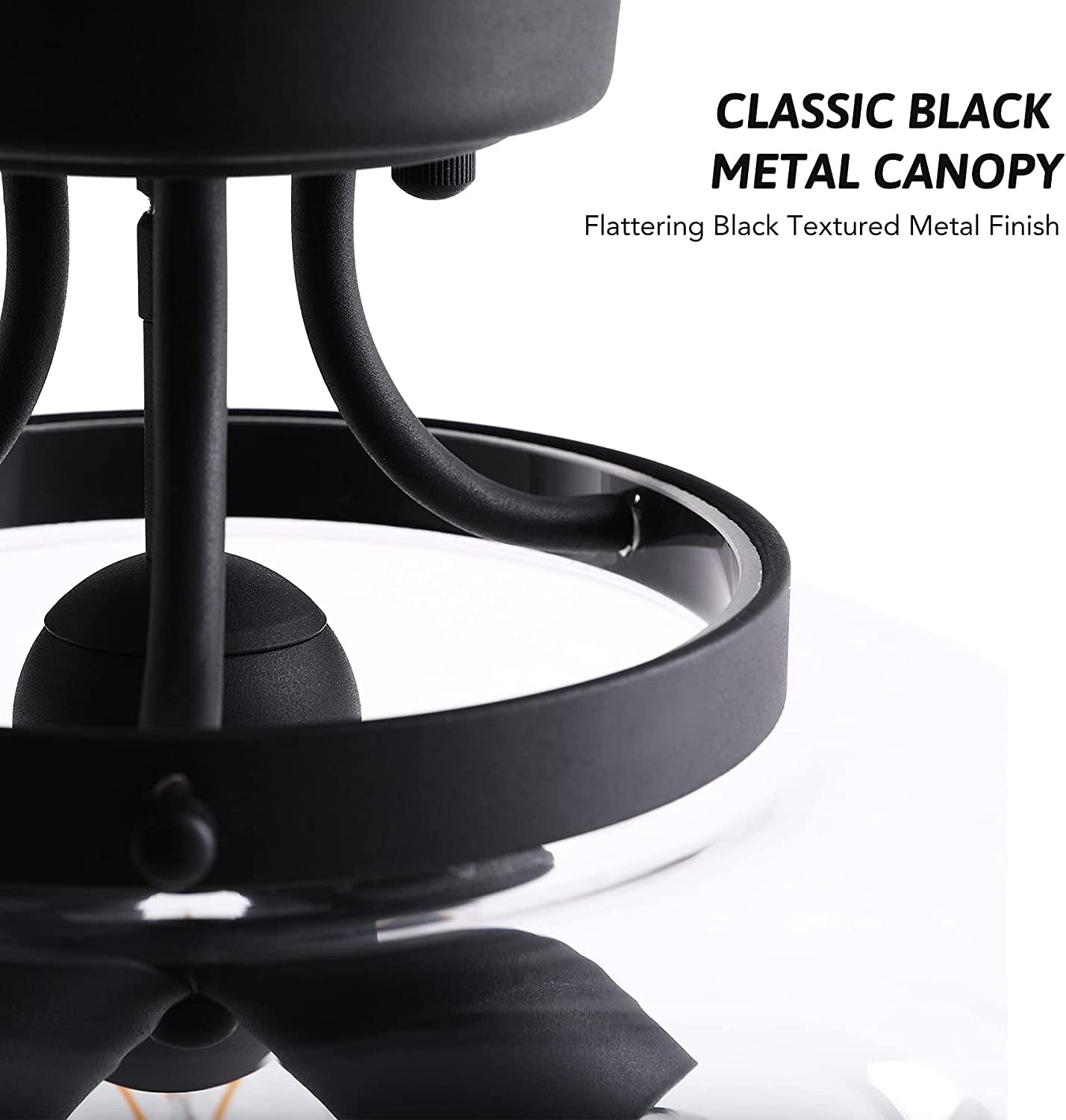 VONLUCE Modern Industrial Clear Glass Shade Ceiling Light Fixture, 3 Bulb Matte Black Semi Flush Mount Ceiling Lighting Fixture for Kitchen Island Dining Table Hallway Living Room Entryway Foyer