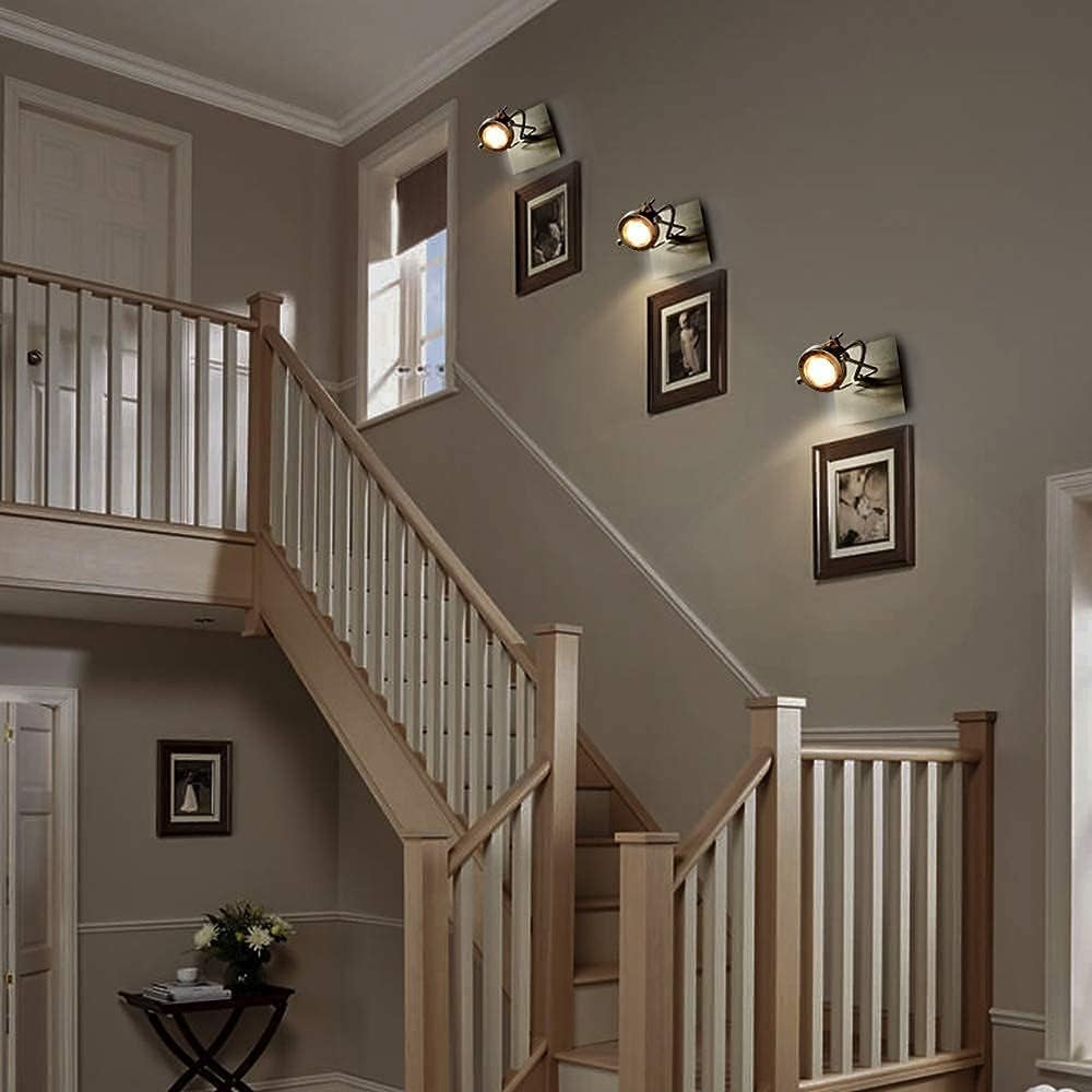 DLLT Led Ceiling Spotlight, Adjustable Wall Mount Lamp, Plug-In Track Light Kit Lighting for Bedside, Headboard Picture, Bedroom, Kitchen, Living Room,Warm White