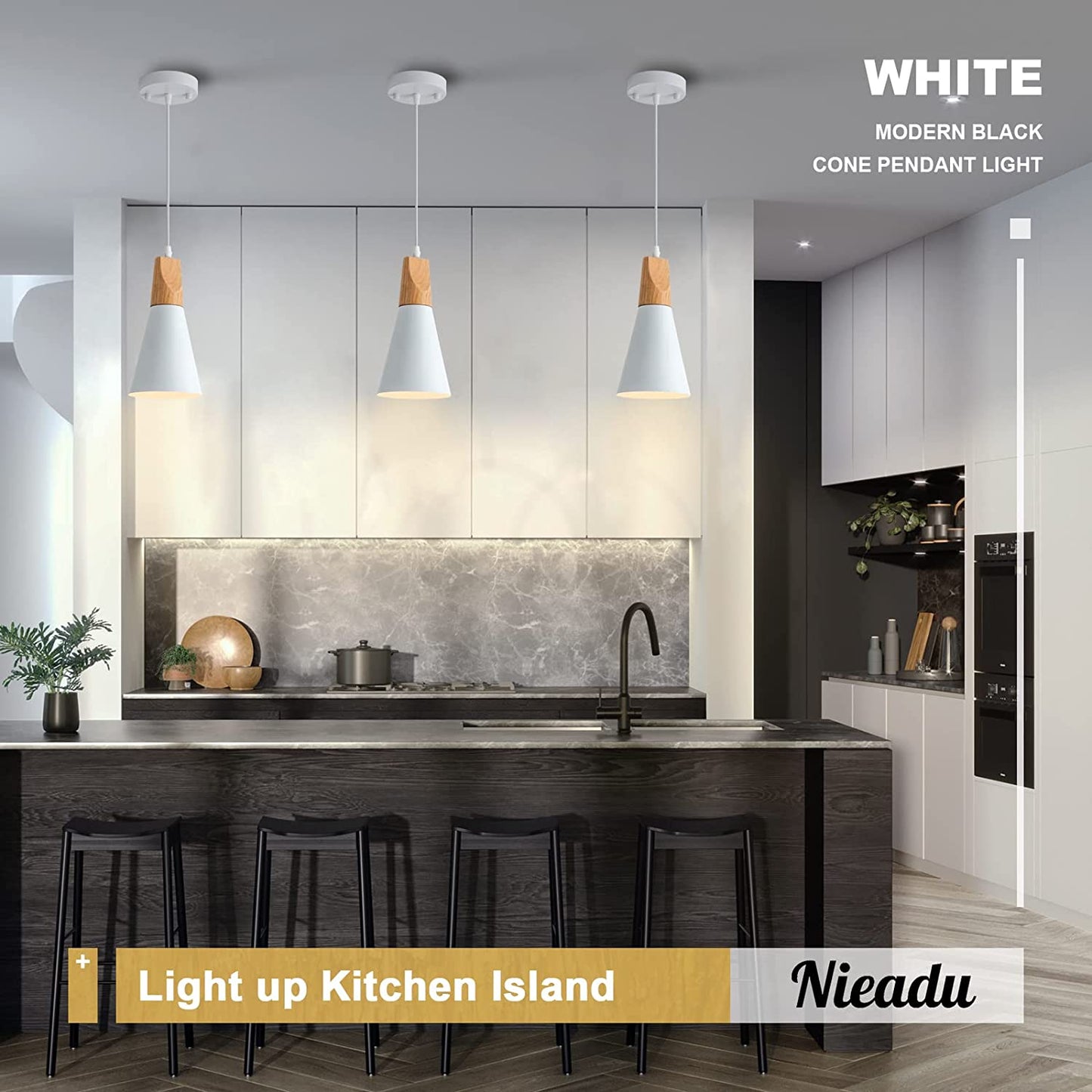 Modern Pendant Lighting for Kitchen Island 3-Pack Small Nordic Pendant Light White and Wood Pendant Light Minimalist Farmhouse Pendant Lighting for Kitchen Sink Dining Room Counter Bar Bedroom 5"
