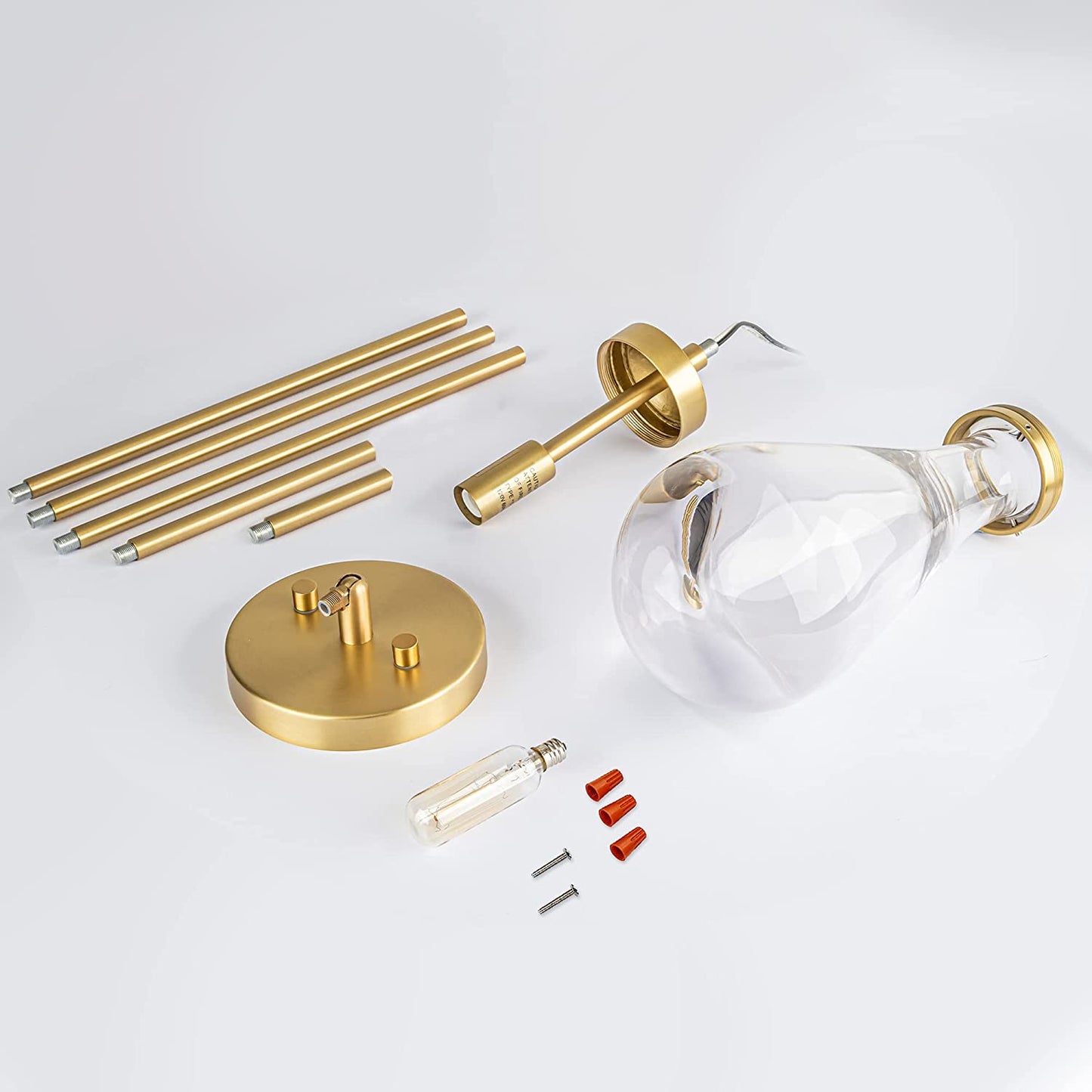 Golden Pendant Light Hand-Blown, featuring a Brushed Brass finish, adds elegance to your space with its exquisite design and warm lighting.