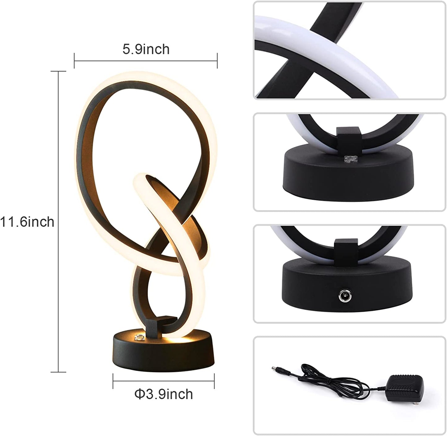 Table Lamps 11'' RGB Desk Lamp for Bedroom,Ambient Bedside Lamp Touch Cool Modern Led Lamps for Living Room 3-Way Dimmable 10 Modes,Unique Nightstand Lamps