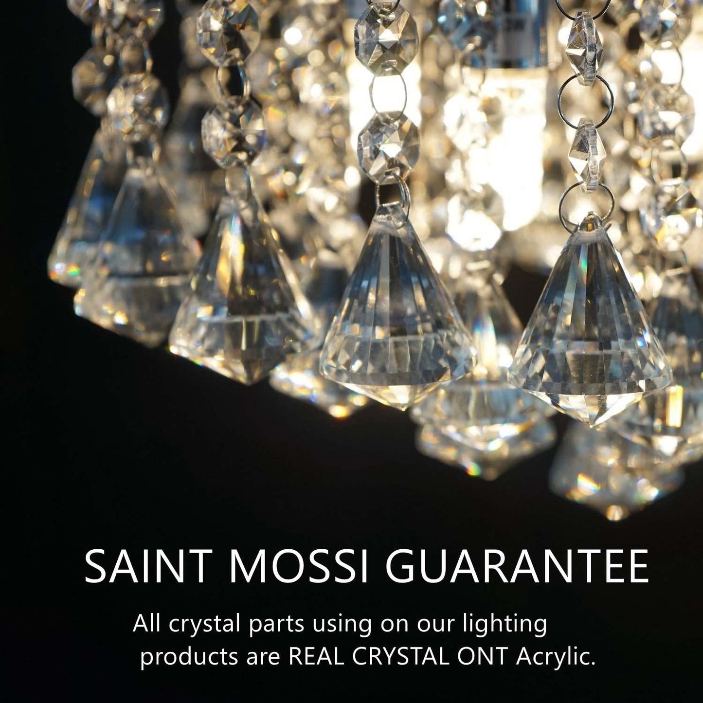 Saint Mossi Chandelier Modern K9 Crystal Raindrop Chandelier Lighting Flush Mount LED Ceiling Light Fixture Pendant Lamp for Dining Room Bathroom Bedroom Livingroom 6 GU10 LED Bulbs Required H32 X D18