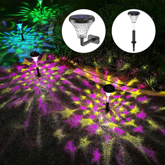 Bright Solar Powered Pathway Lights, 8 Pack Solar Lights Outdoor Garden Waterproof, Led Landscape Lighting Decorative for Path Yard Lawn Walkway Patio Fence Warm White&Dynamic Multicolor